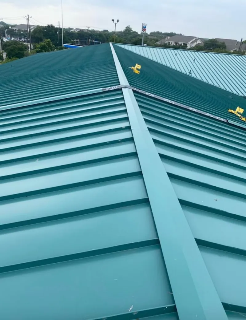 Green commercial metal roof ridge and valley for Metal Roof Repair in McMinnville